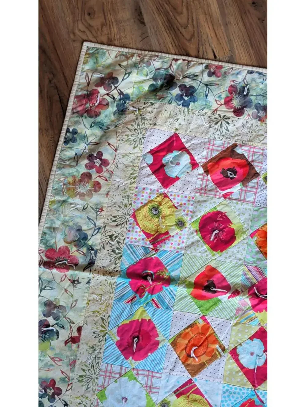 Handmade Floral Patchwork Quilt 42x42